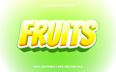 Poster - Fruits 3d text effect with blue ice theme. fresh green typography for products tittle