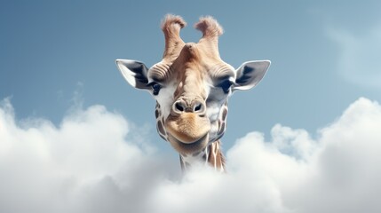 Wall Mural - giraffe in the sky ai generated image