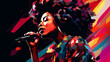 © Kyohei Kaneko - マイクに歌う女性歌手のイラスト Female vocalist singing with microphone