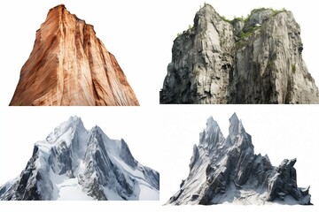 Wall Mural - set of mountains isolated on white background