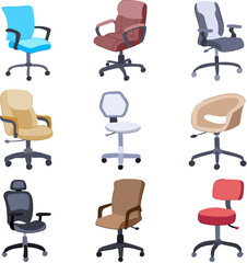 Sticker - office chair set cartoon. interior business, desk room, work furniture office chair sign. isolated symbol vector illustration