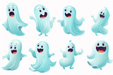 Fototapeta Pokój dzieciecy - Ghosts on Halloween. Graphic elements, stickers. Ready character. Background, wallpaper, pattern. 