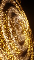 Fototapete - Abstract Glitter Golden particles Flow wave background 3D rendering