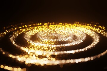 Fototapete - Abstract Glitter Golden particles Flow wave background 3D rendering