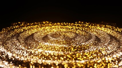 Fototapete - Abstract Glitter Golden particles Flow wave background 3D rendering