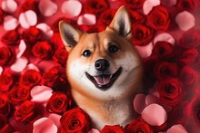 Cute Dog Valentines Day Background