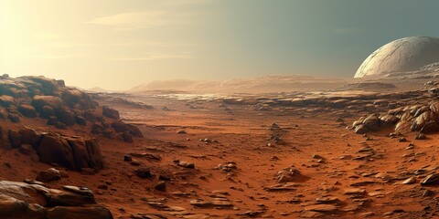 Wall Mural - ai generated. ai generative. mars planet galaxy surface landscape desert mountain outdoor landscape.
