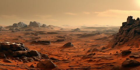 Wall Mural - ai generated. ai generative. mars planet galaxy surface landscape desert mountain outdoor landscape.