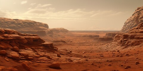 Wall Mural - ai generated. ai generative. mars planet galaxy surface landscape desert mountain outdoor landscape.