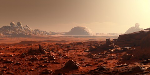 Wall Mural - ai generated. ai generative. mars planet galaxy surface landscape desert mountain outdoor landscape.