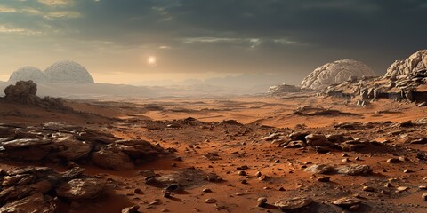 Wall Mural - ai generated. ai generative. mars planet galaxy surface landscape desert mountain outdoor landscape.