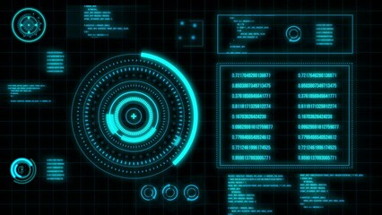 Motion graphic of head up display technology interface screen with futuristic elements abstract background 4K