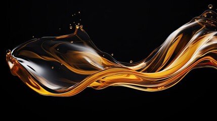 Wall Mural - Freeze Motion Shot of Flowing Oil on Gradient Black Background