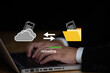 © Kanlaya - Data transfer through cloud technology Exchange data with modern internet technology that is fast and secure Internal document backup on online databases,Transfer files data system relocation concept