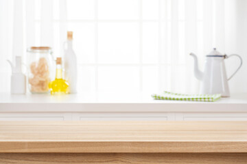 Wall Mural - blurred modern kitchen counter and table top for product display