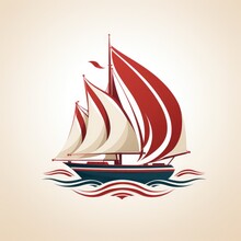 A Simple Sailboat Logo With Wind Filled Sails