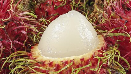 Canvas Print - Rambutan fruit on white background pan zoom out