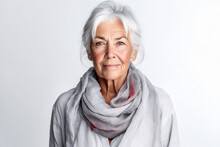 Close-up Portrait Of A Beautiful Senior Woman With Gray Hair . Self Care And Mental Health Concept. 