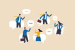 © Nuthawut - Conversation or business discussion, meeting, talk or chat together, group talk or communication dialog, message or speaking concept, business people coworker having conversation on speech bubble.