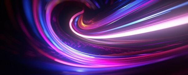 Wall Mural - abstract futuristic background with pink blue glowing neon moving high speed wave lines and bokeh li