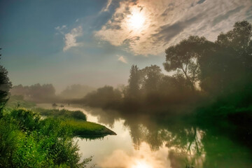 Wall Mural - moon light at night over river