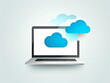Cloud-Computing. Stilisierte Wolken in Verbindung mit EDV Ausstattung. 