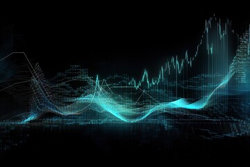 crypto graph chart with blue line and black background