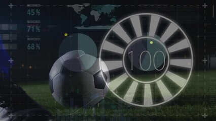 Poster - Animation of financial data processing over football player on pitch