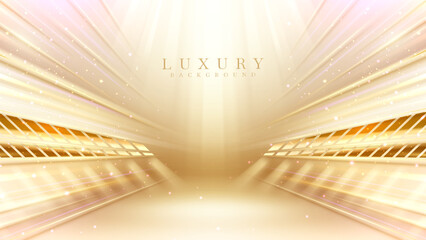cream colored abstract luxury background with golden light effect decoration and bokeh. vector illus