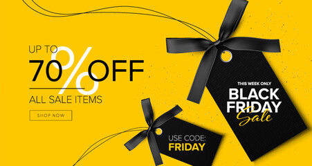 Wall Mural - Black Friday sale banner design with black label tag