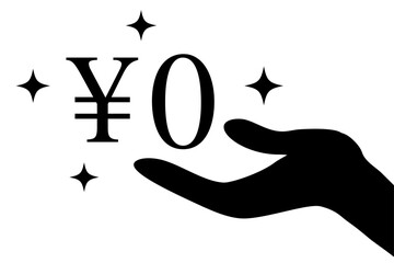 Illustration of a hand and zero yen. free icon.