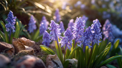 Wall Mural - hyacinths in the garden, generative AI