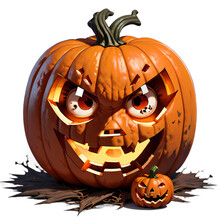 Isolated PNG Zombie Halloween Jack-o’-lanterns On Transparent White Background Ai Generated