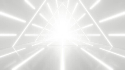 abstract white futuristic triangle tunnel architecture, loop animation.	