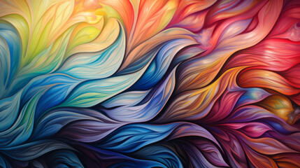Poster - A painting of a colorful wave of colors