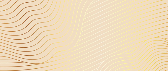 Wall Mural - Luxury background vector. Golden curve line, gradient of golden lines on a light background. Design illustration for card, grand opening, party invitation, wedding, background.