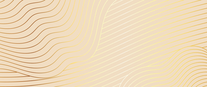 Luxury background vector. Golden curve line, gradient of golden lines on a light background. Design illustration for card, grand opening, party invitation, wedding, background.