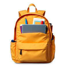 School backpack isolated on transparent background. Back to school concept. AI Generative