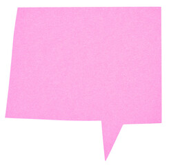 Poster - Pink blank cut out paper cardboard speech bubble of rectangular shape with copy space for text on transparent or white background
