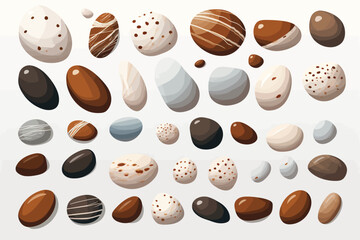 Wall Mural - Seashore Pebbles set vector flat minimalistic isolated illustration