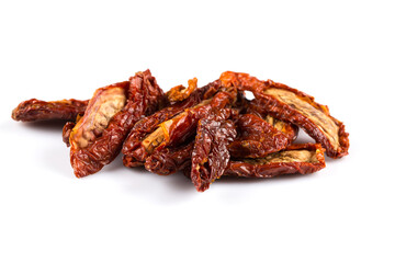 Wall Mural - dried tomatoes on white background