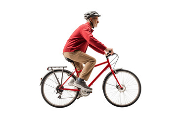 man riding a bike isolated on white