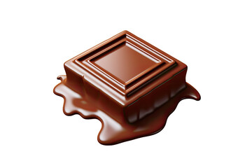 Wall Mural - 3D image of an icon representing a dark chocolate bar with a creamy chocolate filling dripping.