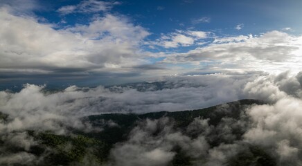 Sticker - Aerial view of clouds over the Appalachian mountains at sunset.