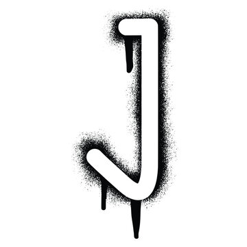 Alphabet letter J stencil graffiti with black spray paint