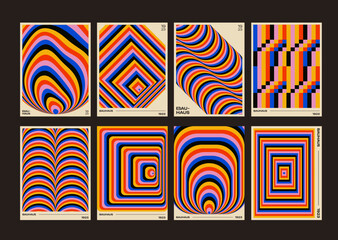 Aufkleber - Cool Bauhaus Posters Collection. Trendy Abstract Geometric Patterns. Graphic Design Geometry Colorful Artwork.