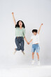 © 1112000 - mother and son posing on a white background