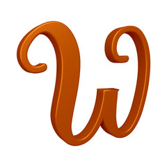 Poster - 3D brown alphabet letter w for education and text concept