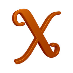 Poster - 3D brown alphabet letter x for education and text concept