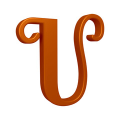 Poster - 3D brown alphabet letter u for education and text concept